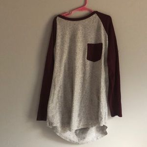 Maroon and Gray baseball style long sleeve